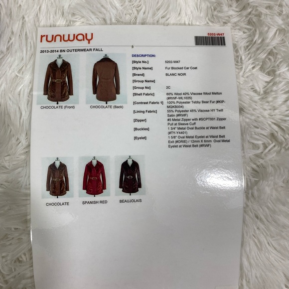 BLANC NOIR Sample Faux Fur Blocked Wool Car Coat Jacket Belted Midi Brown Small - Picture 12 of 12